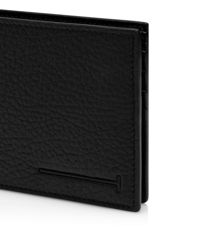 PRINTED DEER LEATHER ELONGATED T LINE CLASSIC BIFOLD WALLET BLACK online